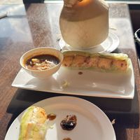 Raw spring-roll with fried tofu and extra avocado + peanut sauce 🙌🏽  at Pho Company Noodle House in Deland