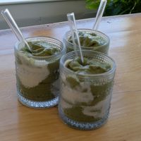 Smoothie split 3 ways at Misty's Plant Based Foods in Monroe