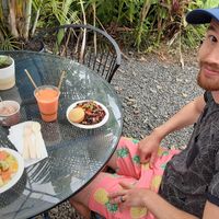 Curry w/naan, chili w/corn bread, smoothie and chocolate ice cream. at Maui Garden Grove Cafe in Haiku