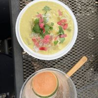 Yellow Curry (with pumpkin and pineapple!) and last bits of paradise smoothie  at Maui Garden Grove Cafe in Haiku