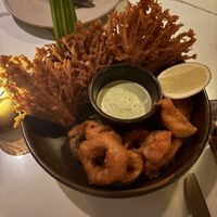 Fried enoki and oyster mushrooms   at Lona Misa in South Yarra