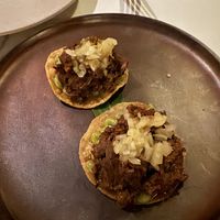 Barbacoa tostadas   at Lona Misa in South Yarra