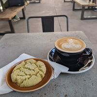 Matcha snickerdoodle and oat flat white at Zendo - Coffee Shop in Albuquerque