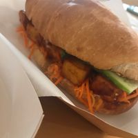 Caramelised sweet and sour tofu baguette  at Kampot Kitchen in Preston