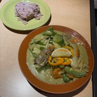 Green Curry and rice. at Thai Vegan in Albuquerque