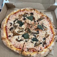 Traditional pie with vegan cheese subbed  at Black Eyed Susans in Harvey Cedars