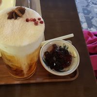 Black tea macchiato at Vi Que Kitchen Restaurant in Ho Chi Minh City