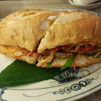Banh mi with grilled mushroom at Vi Que Kitchen Restaurant in Ho Chi Minh City