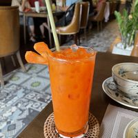 Carrot juice, 58,000 VND (plus 10% VAT, plus 5% service charge)  at Vi Que Kitchen Restaurant in Ho Chi Minh City