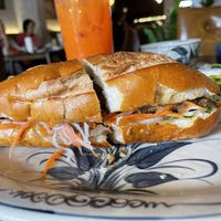Banh mi with grilled mushroom, 28,000 VND (plus 10% VAT, plus 5% service charge)  at Vi Que Kitchen Restaurant in Ho Chi Minh City