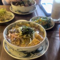 Bun vi que in the front and bun hue in the back. Tiramisu caramel coffee on the right. Sorry I didn’t take pics 😭  at Vi Que Kitchen in Ho Chi Minh City