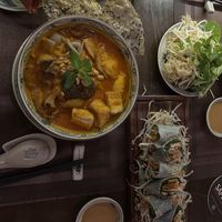 mushroom peanut soup; summer rolls  at Vi Que Kitchen in Ho Chi Minh City