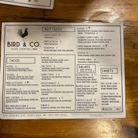 Menu 8/21 at Bird & Co in Portland