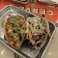 One tofu and one plantain taco at Bird & Co in Portland