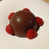 This looks like chocolate, tastes like chocolate, but we were told that it's not actually chocolate. I think it's made from rhubarb? Not quite sure, but it was super interesting! at Vrindaa in Rome