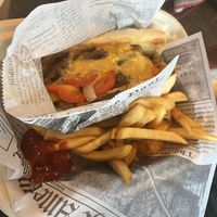 Philly cheese and fries  at Tiger Lily Cafe in Chesterton