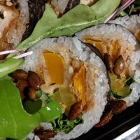 Seasonal roll- tempura pumpkin futomaki at Chunky Cat SUSHI in Edinburgh