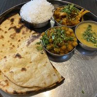 Aloo Ghobi, Chana Masala, Tharka Dhal at Buffet Maharani in Montreal