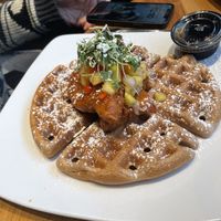 Chicken and waffles - brunch  at Bar Vegan ATL in Atlanta