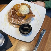 Pancakes with seasonal peaches and cream - brunch   at Bar Vegan ATL in Atlanta
