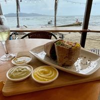 Burrito and beach view  at Grow in Puerto Viejo De Talamanca