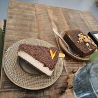 Cheezecake and carrot cake brownie at Herbivore Plant Based & Fermented Food in Reus