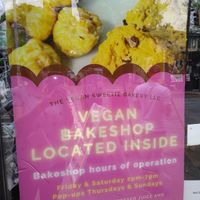 Sign in the window at The Vegan Sweetie in Atlanta