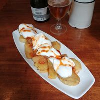 Papas bravas at La Golosa Vegan Vurger in Barcelona