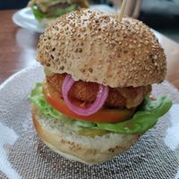Chicken burger at La Golosa Vegan Vurger in Barcelona