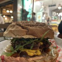 Italian vegan burger al pesto  at La Golosa Vegan Vurger in Barcelona