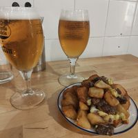 Loaded potatoes at La Golosa Vegan Vurger in Barcelona