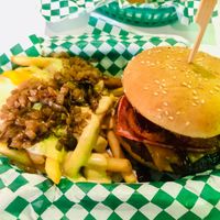 Wild West burger. Their Carls Jr version of a western cheeseburger.  at Veg & Go Plant Based in Riverside