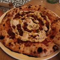 Hawaiian (pineapple, bbq sauce, cashew mozzarella, smoked mushroom bacon, ranch, sliced jalapeños) at PLANTA in West Palm Beach