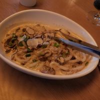 Udon Noodles (truffle mushroom cream, shaved truffle) at PLANTA in West Palm Beach