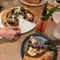 Truffle pizza, tartare, and Hawaiian pizza  at PLANTA in West Palm Beach