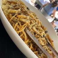 SPAGHETTINI CARBONARA
mushroom bacon, smoked tempeh, cracked pepper, almond parmesan
contains nuts  at PLANTA in West Palm Beach