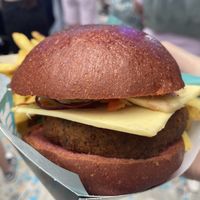Falafel & Spinach Burger and Chips  at Wembley Concourse Food in North West London