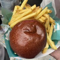 Falafel & Spinach Burger and Chips  at Wembley Concourse Food in North West London