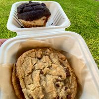 Cookie sandwich & concha cupcake! at Trendy Eats & Vegan Treats in Corpus Christi