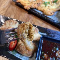 Filling of kimchi potsticker  at Kini in Hamburg