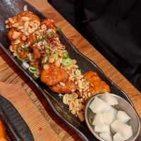 Fried vegan Chicken with sweet and sour sauce at Kini in Hamburg