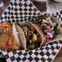 Crispy tofu taco, herbivore taco, and a crispy cauliflower taco!  at Tacovore in Corvallis