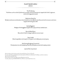 Snippet of Plant based menu (check out their website for more)  at National Kitchen by Violet Oon in Central Singapore