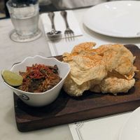Vegan Eggplant Goreng Dip with Emping Cracker at National Kitchen by Violet Oon in Central Singapore