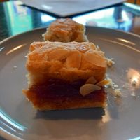 Bakewell tart tray bake at Scoff's in Horsforth