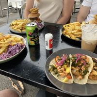 Burgers and tacos   at Scoff's in Horsforth