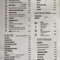 Beverage menu   at Ballena Bistro in Uvita