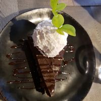 Tart with coconut icecream at Ballena Bistro in Uvita