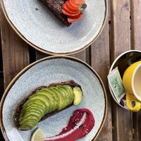 Avocado Toast and sweet potato brownie  at Nicolau in Porto