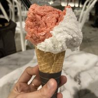 Half strawberry half coconut ice cream  at Golda in Ramat Gan